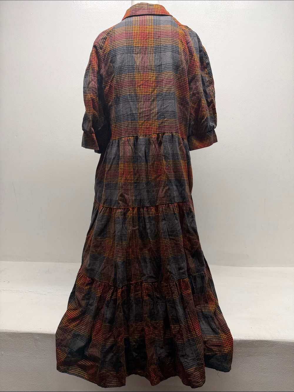 Natual Life Dress Midi Plaid Half Sleeve Lightweight Pockets Brown NWT Medium - Picture 5 of 10